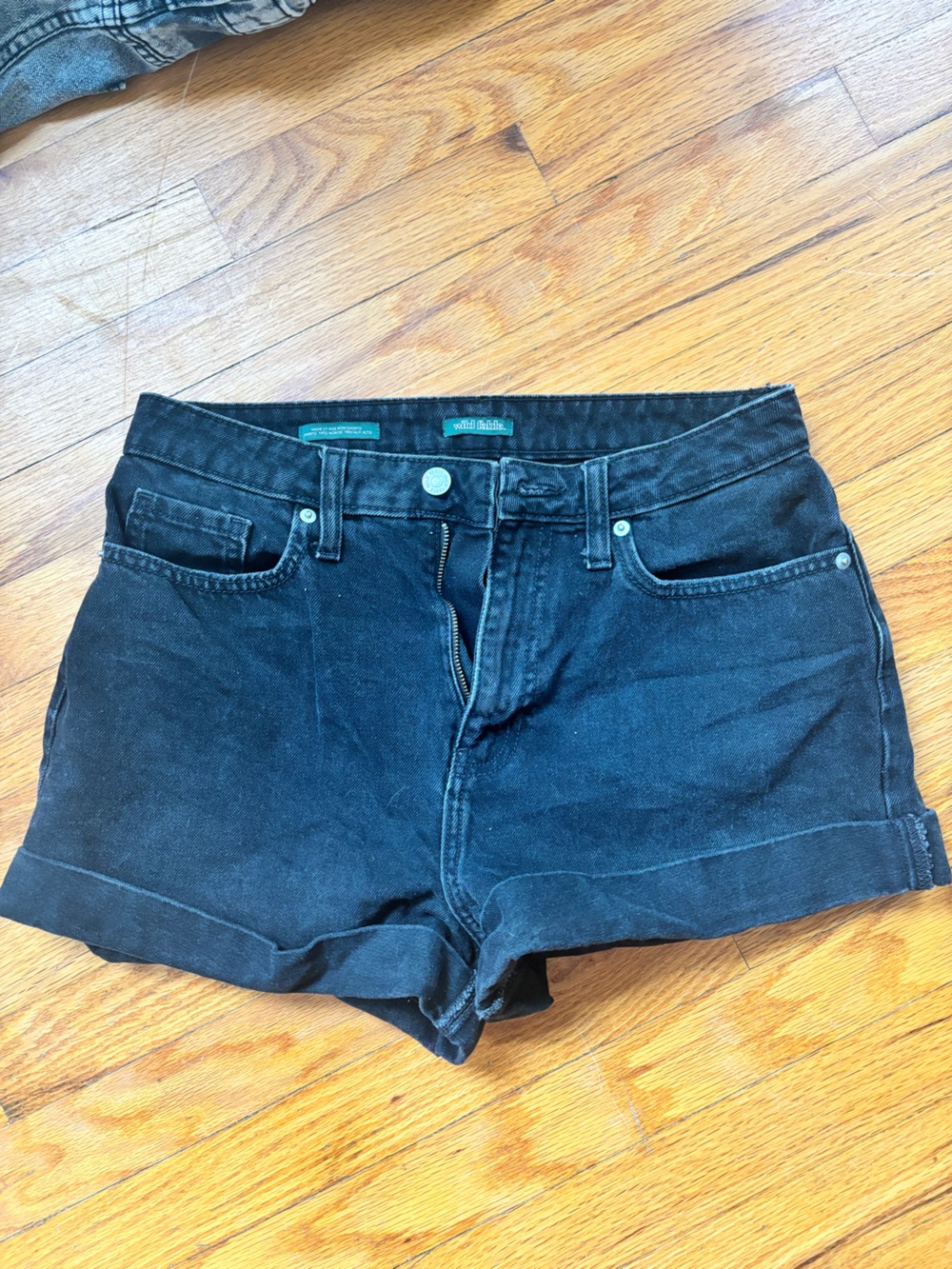 wild fable Black High-Rise Cuffed Denim Shorts